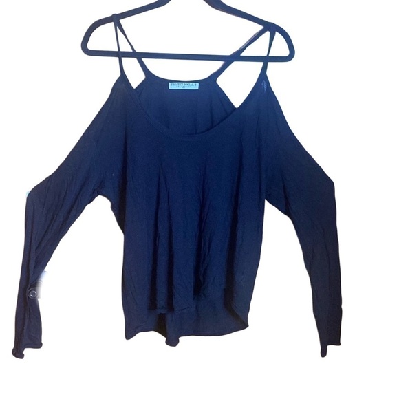 Project Social T Los Angeles Women's Cold Shoulder Long Sleeve Top Black sz L - Picture 1 of 6